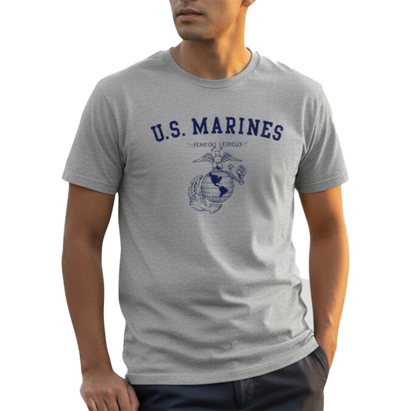 U.S.MARINES AR TS グレー×ネイビー 4.5oz MEDIUM