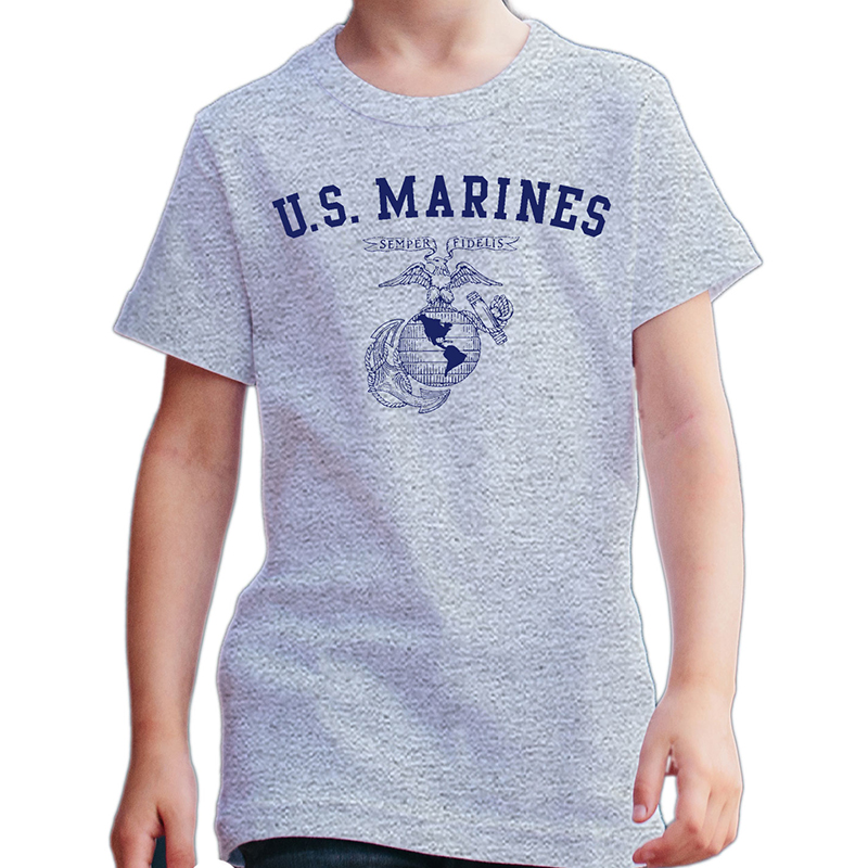 U.S. MARINES AR TSK グレー×紺 6oz YOUTH-M(150)
