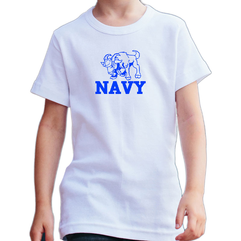 NAVY RAM VR TSK ホワイト×ブルー 6oz YOUTH-M(150)