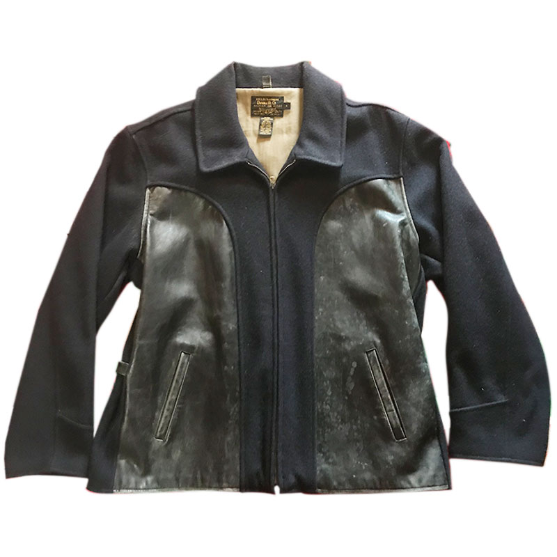 DOUBLE RL WOOL & LEATHER JACKET