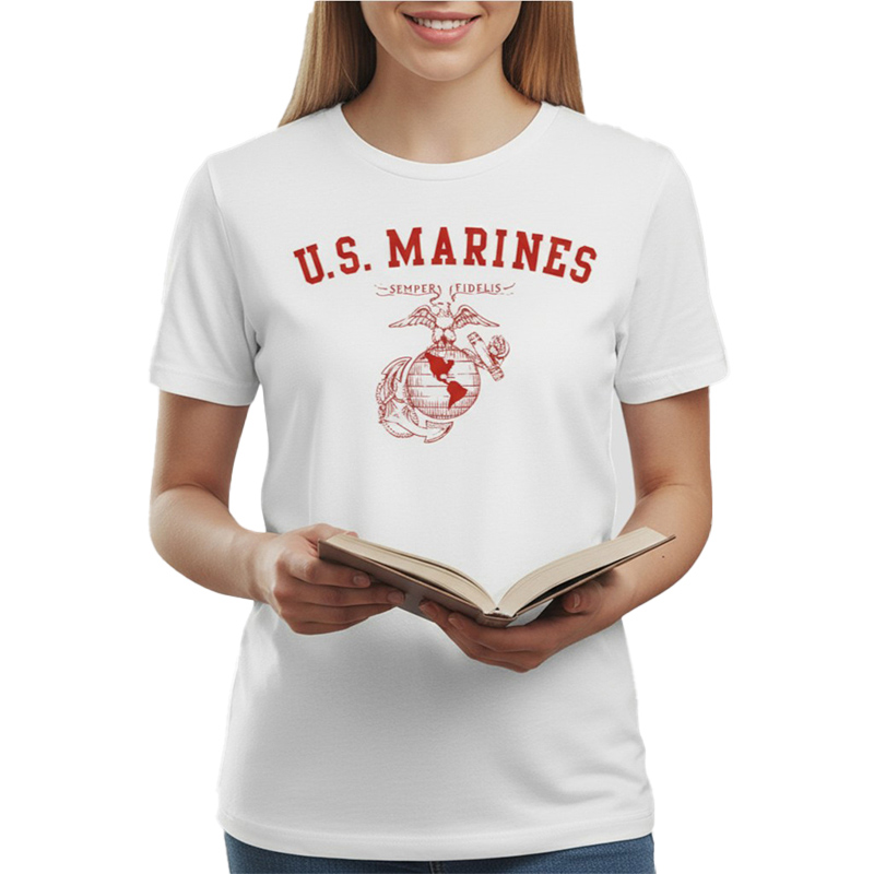 U.S.MARINES AR TS ホワイト×濃赤 6oz S