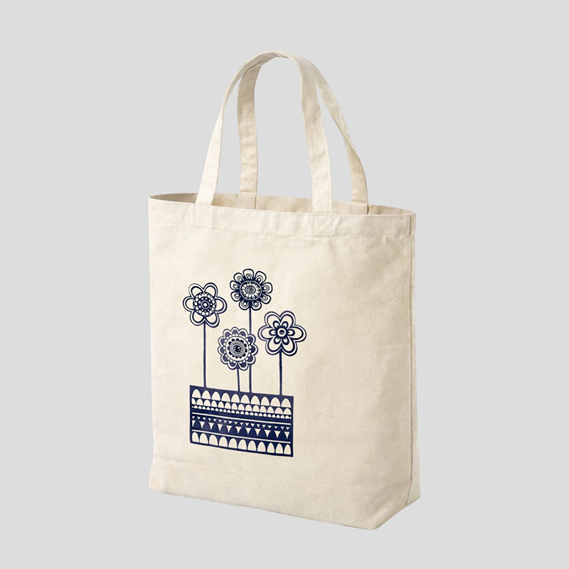 FLOWER BAG 生成り×紺 MEDIUM