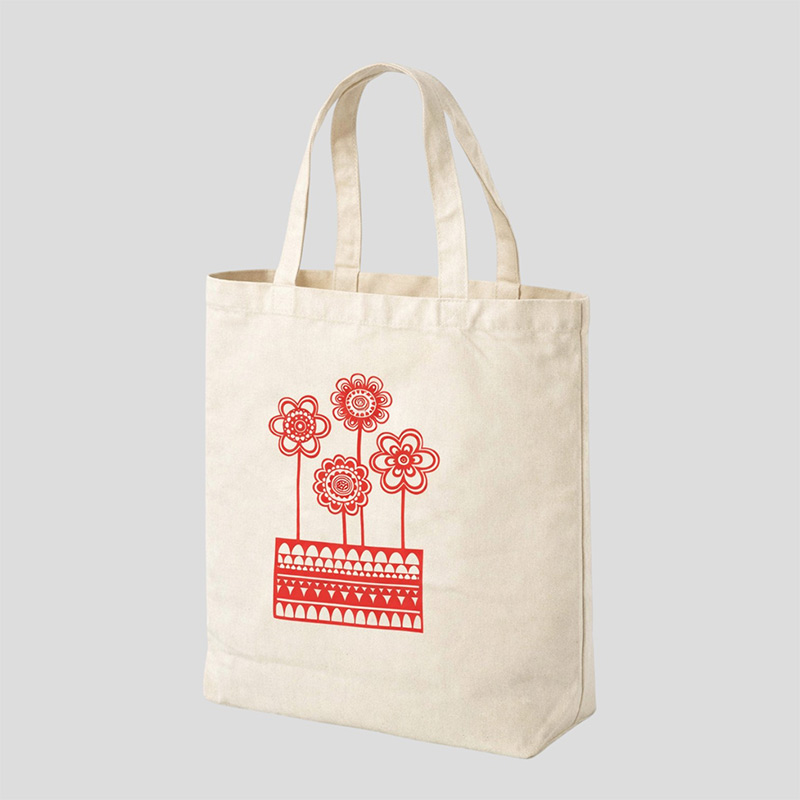 FLOWER BAG 生成り×赤 MEDIUM