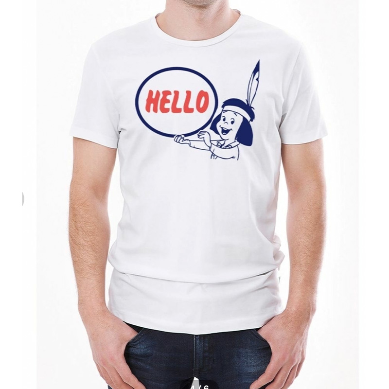 MESSAGE HELLO AR T-SHIRT 白×紺赤 6oz