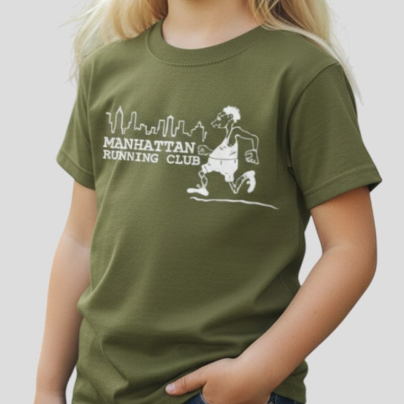 MANHATTAN RUNNING CLUB AR キッズT ミリタリーG×白 6.2oz