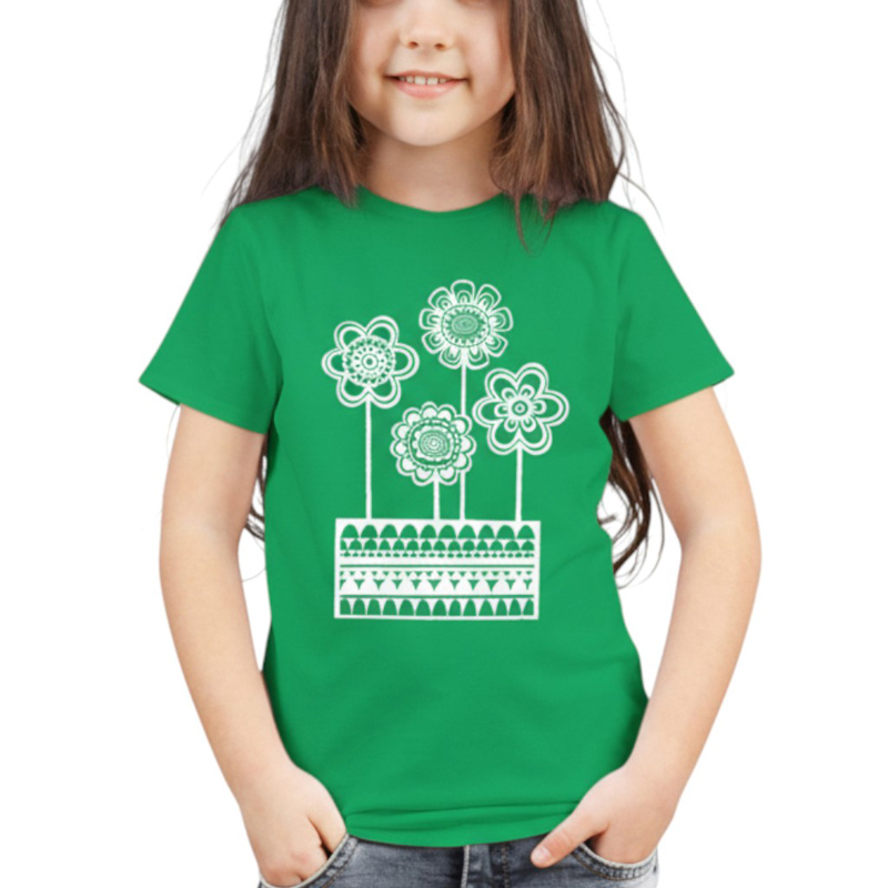 FLOWER A TS グリーン×ホワイト 6oz YOUTH-XS(130)